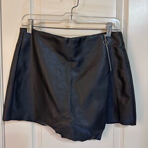 Black Leather Mini Skort